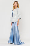Load image into Gallery viewer, Night Out Open Front Bell Sleeve Jacket - LAYJK1922 - White Blue - Women's Jacket LA Merchandise