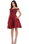 Load image into Gallery viewer, Off Shoulder Cocktail Dress - LA1766 - BURGUNDY Rubber - LA Merchandise