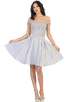Load image into Gallery viewer, Off Shoulder Cocktail Dress - LA1766 - SILVER Rubber - LA Merchandise
