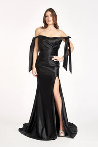Off Shoulder Satin Mermaid Dress - LAS3059 - - Dresses LA Merchandise
