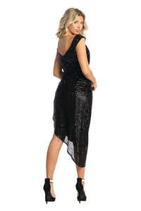 La Merchandise LA1914 Knee Length Sequin Wholesale Short Hoco Dress - - LA Merchandise