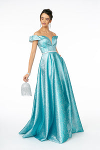 Off The Shoulder Formal Dress - LAS2982 - BLUE - LA Merchandise