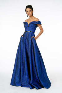 Off The Shoulder Formal Dress - LAS2982 - ROYAL BLUE - LA Merchandise