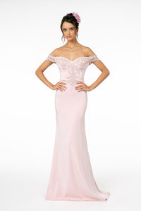 Off The Shoulder Formal Gown - LAS2958 - MAUVE - LA Merchandise