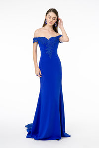 Off The Shoulder Formal Gown - LAS2958 - ROYAL BLUE - LA Merchandise