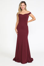 Load image into Gallery viewer, Off The Shoulder Formal Gown - LAY8160 - BURGUNDY - LA Merchandise
