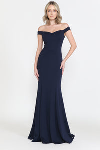 Off The Shoulder Formal Gown - LAY8160 - NAVY - LA Merchandise