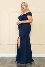 Load image into Gallery viewer, Off The Shoulder Plus Size Dress - LAYW1118 - NAVY BLUE - LA Merchandise
