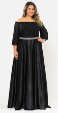 Load image into Gallery viewer, Off The Shoulder Plus Size Gown-LAYW1008 - BLACK - LA Merchandise