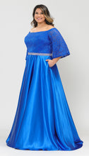 Load image into Gallery viewer, Off The Shoulder Plus Size Gown-LAYW1008 - ROYAL - LA Merchandise