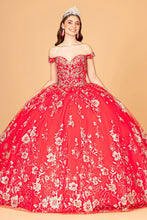 Load image into Gallery viewer, La Merchandise LAS3074 Red &amp; Gold Off The Shoulder Quinceanera Dress - RED - LA Merchandise
