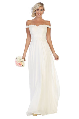 Off shoulder Ivory Bridal Dress - LA1644B - Ivory - LA Merchandise