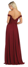 Load image into Gallery viewer, Off shoulder long pleated chiffon dress - LA1644 - - LA Merchandise