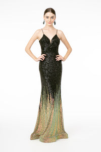 Ombre Prom Dress - LAS2899 - BLACK - LA Merchandise