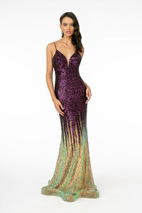 Ombre Prom Dress - LAS2899 - EGGPLANT - LA Merchandise
