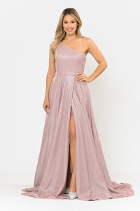 One Shoulder Prom Long Dress -LAY8430 - ROSE GOLD - LA Merchandise