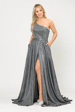 Load image into Gallery viewer, One Shoulder Prom Long Dress -LAY8430 - SILVER BLACK - LA Merchandise