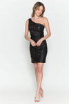 Load image into Gallery viewer, One Shoulder Short Dress - LAY8804 - BLACK - LA Merchandise