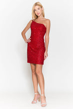 Load image into Gallery viewer, One Shoulder Short Dress - LAY8804 - RED - LA Merchandise