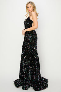 La Merchandise LA2CP3401 Sequined Backless Prom Dress