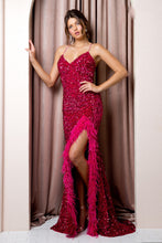 Load image into Gallery viewer, Pageant Dresses With Feathers - LAXR1059 - FUCHSIA - LA Merchandise