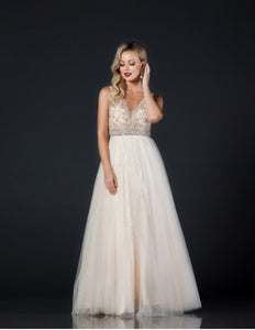 Pageant Formal Evening Gown - LAEL2181 - CHAMPAGNE - LA Merchandise