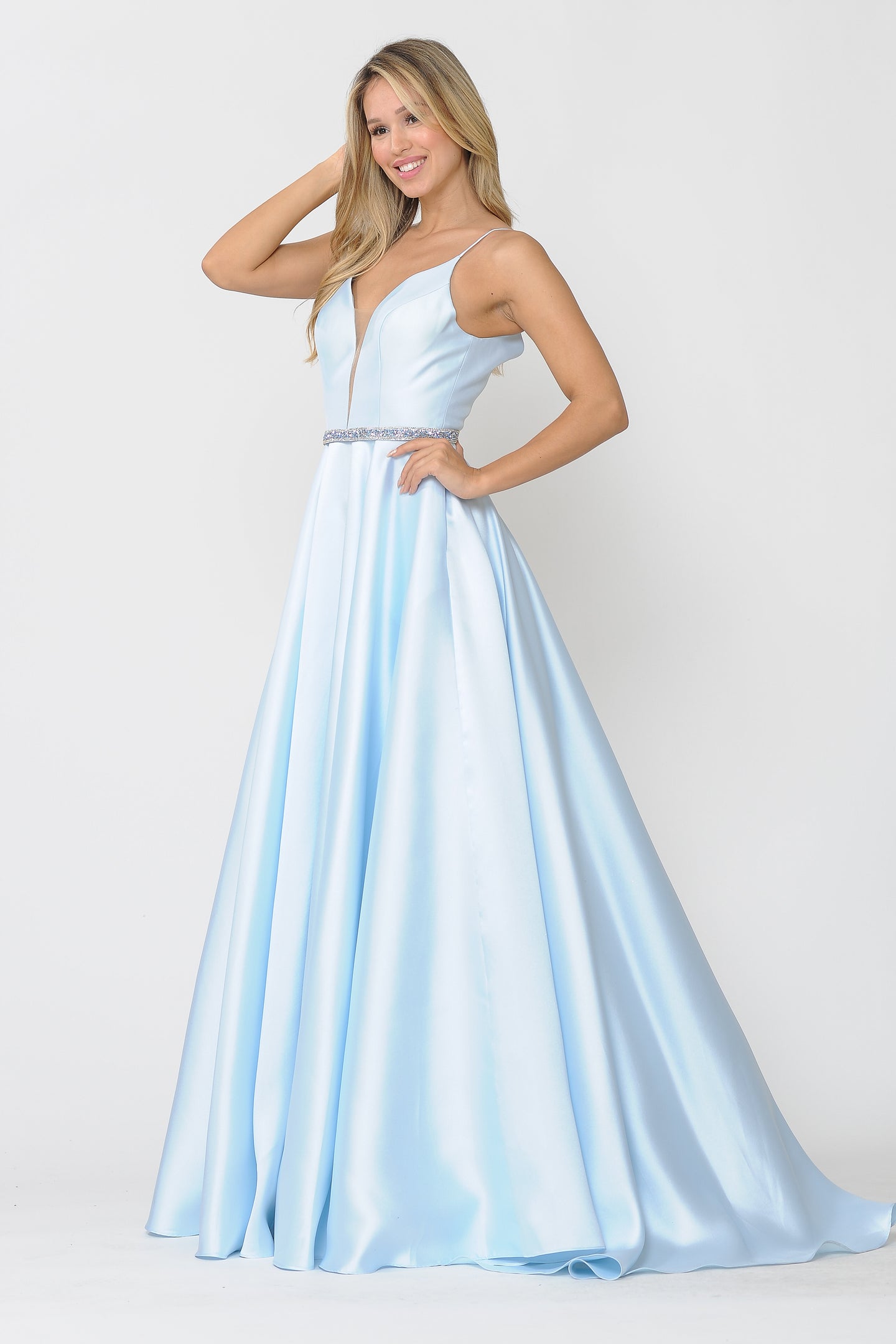 Pageant Mikado A-line Dress - LAY8672 - BLUE - LA Merchandise