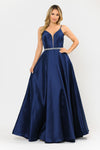Load image into Gallery viewer, Pageant Mikado A-line Dress - LAY8672 - NAVY BLUE - LAY