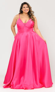 Plus Size Bridesmaids Dresses -LAYW1070 - FUCHSIA - LA Merchandise