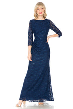 Load image into Gallery viewer, La Merchandise LN5239 Plus Size Long Sleeve Lace Mother of Bride Dress - NAVY - LA Merchandise