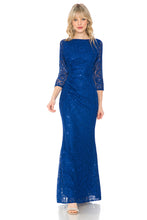 Load image into Gallery viewer, La Merchandise LN5239 Plus Size Long Sleeve Lace Mother of Bride Dress - ROYAL - LA Merchandise