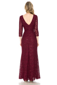 La Merchandise LN5239 Plus Size Long Sleeve Lace Mother of Bride Dress - - LA Merchandise