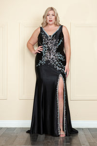Plus Size Prom Formal Gown - LAYW1132 - BLACK - LA Merchandise
