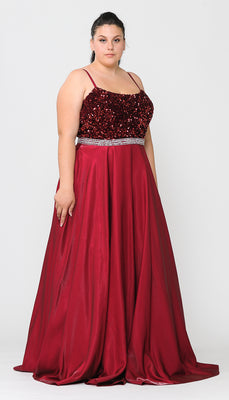 Plus Size Prom Gown - LAYW1018 - BURGUNDY - LA Merchandise