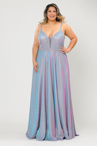 Plus Size Shiny Dress -LAYW1048 - LAVENDER - LA Merchandise