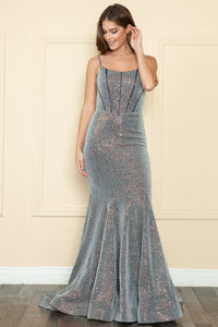 Prom Formal Gown - LAY8992 - CHARCOAL SILVER - LA Merchandise