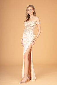 Prom Sexy Long Dress - LAS3082 - CHAMPAGNE - LA Merchandise