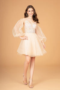 Prom Short Dress - LAS3095 - CHAMPAGNE - LA Merchandise