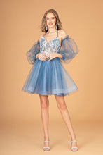 Load image into Gallery viewer, Prom Short Dress - LAS3095 - SMOKY BLUE - LA Merchandise