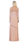 Load image into Gallery viewer, Quarter sleeve lace applique &amp; rhinestone long chiffon dress- LA1637 - - LA Merchandise
