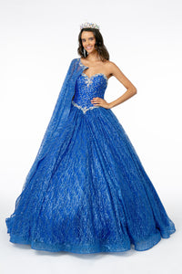 Quince Dress With Cape - LAS2801 - ROYAL BLUE - LA Merchandise
