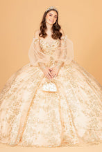 Load image into Gallery viewer, Quinceanera Dress Puffy Sleeves - LAS3071 - GOLD - LA Merchandise