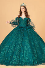 Load image into Gallery viewer, Quinceanera Dress Puffy Sleeves - LAS3071 - GREEN - LA Merchandise