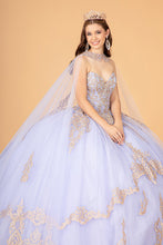 Load image into Gallery viewer, Quinceanera Gown w/ Long Mesh Cape - LAS3078 - LILAC - LA Merchandise