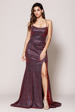 Load image into Gallery viewer, Long Sexy Metallic Dress - LAAR012 - Burgundy - Dress LA Merchandise