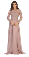 Load image into Gallery viewer, Long sleeve embroiderer &amp; sequins long mesh dress- LA7732
