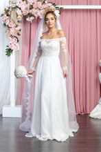 Load image into Gallery viewer, Off Shoulder Sleeves Bridal Ivory Dress - LA7909