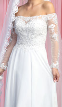 Load image into Gallery viewer, Off Shoulder Sleeves Bridal Ivory Dress - LA7909