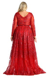Load image into Gallery viewer, La Merchandise LA7920 Shiny Long Sleeve Plus Size MOB Formal Gown - - LA Merchandise