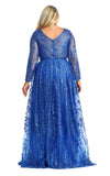 Load image into Gallery viewer, La Merchandise LA7920 Shiny Long Sleeve Plus Size MOB Formal Gown - - LA Merchandise